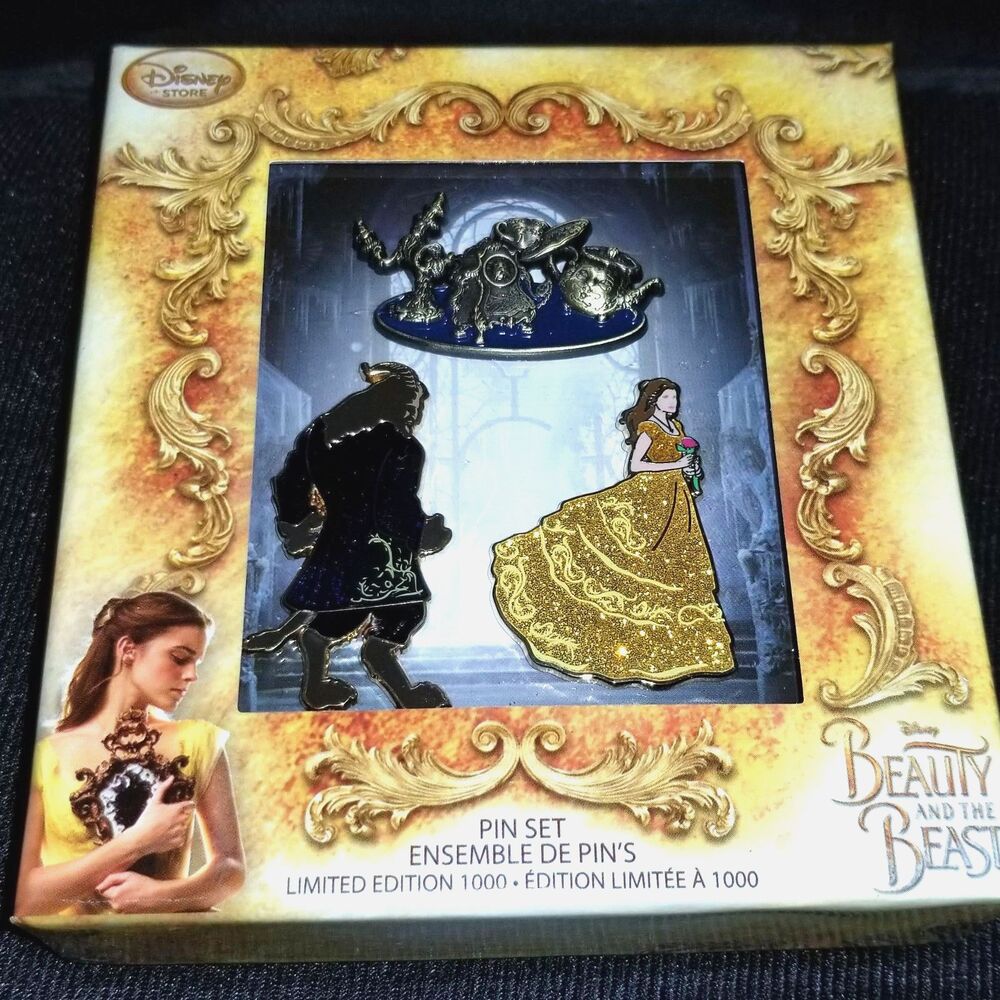 Beauty & the Beast Pin LE 1000 Set Live Action Boxed Belle Beast Lumiere Potts